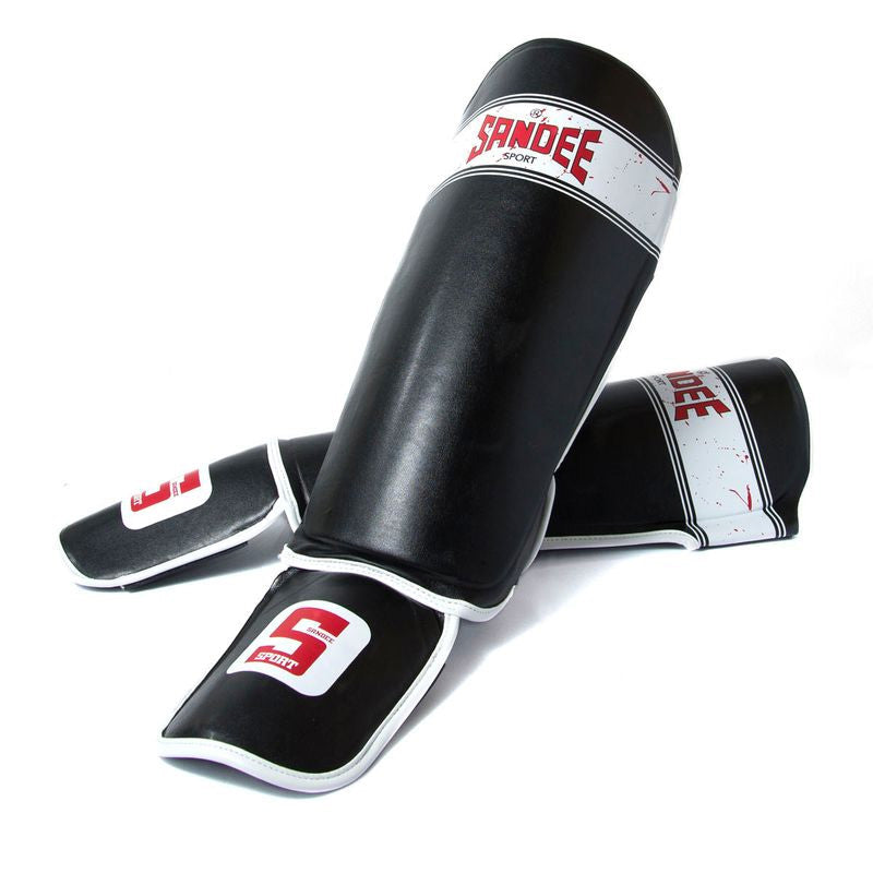 Sandee Sport Slim Shinguards Black & White detail of padding and lining