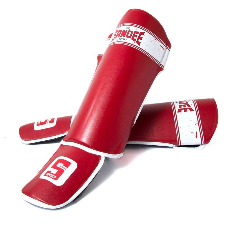 Sandee Sport Slim Shinguards Red & White detail of foot protection