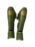 Raja Boxing LS-2 Slim Shin Guards in Oak Green, front view