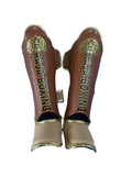 Raja Boxing LS-2 Slim Shin Guards in brown, front view