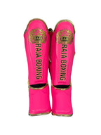 Raja Boxing LS-2 Slim Shin Guards in Pink, front view