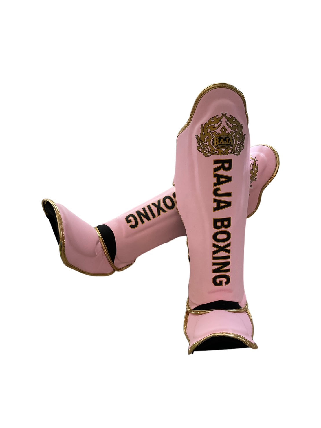Raja Boxing LS-2 Slim Shin Guards in light pink, full view