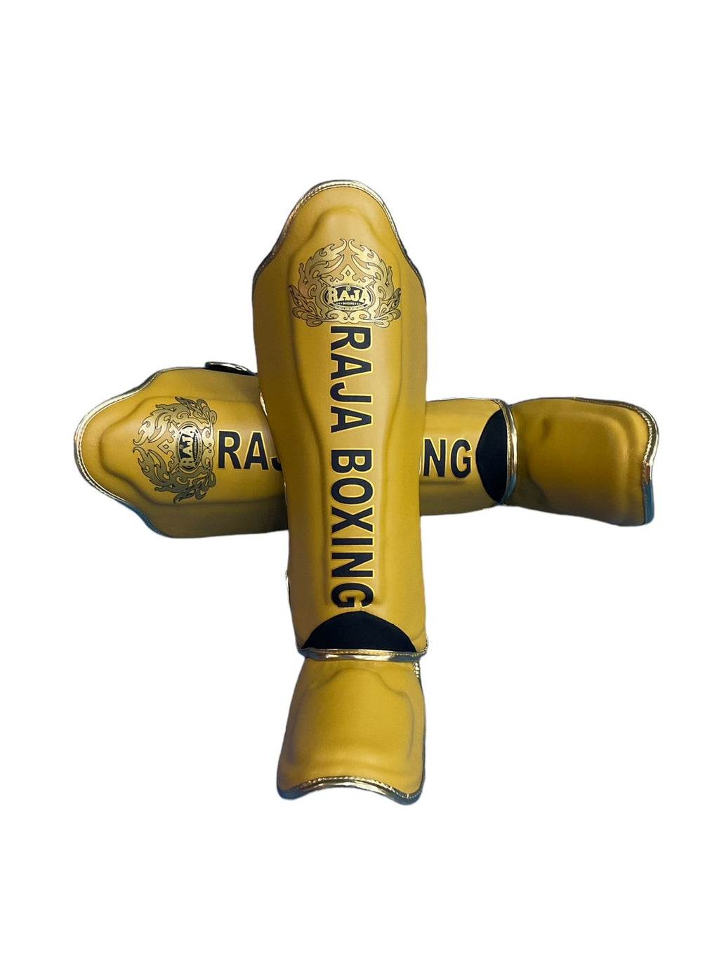 Raja Boxing LS-2 Slim Shin Guards in gold, full view