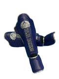 Raja Boxing LS-2 Slim Shin Guards in dark blue, front view