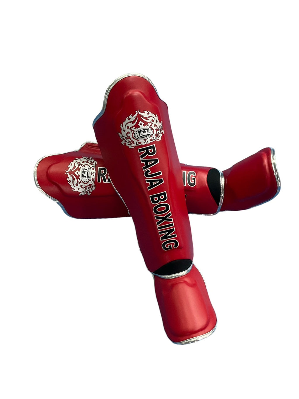 Raja Boxing LS-2 Slim Shin Guards in red, full view