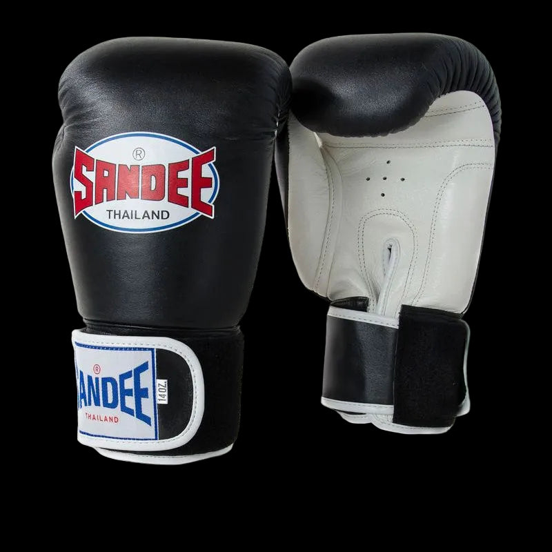 Sandee Authentic Velcro Boxing Gloves Black & White
