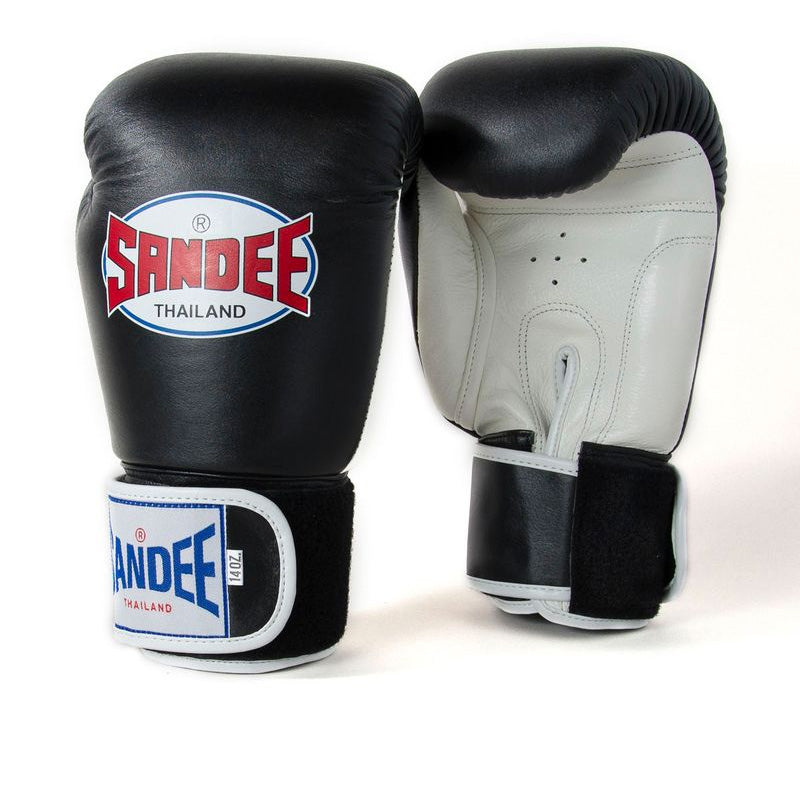 Sandee Authentic Velcro Boxing Gloves Black & White