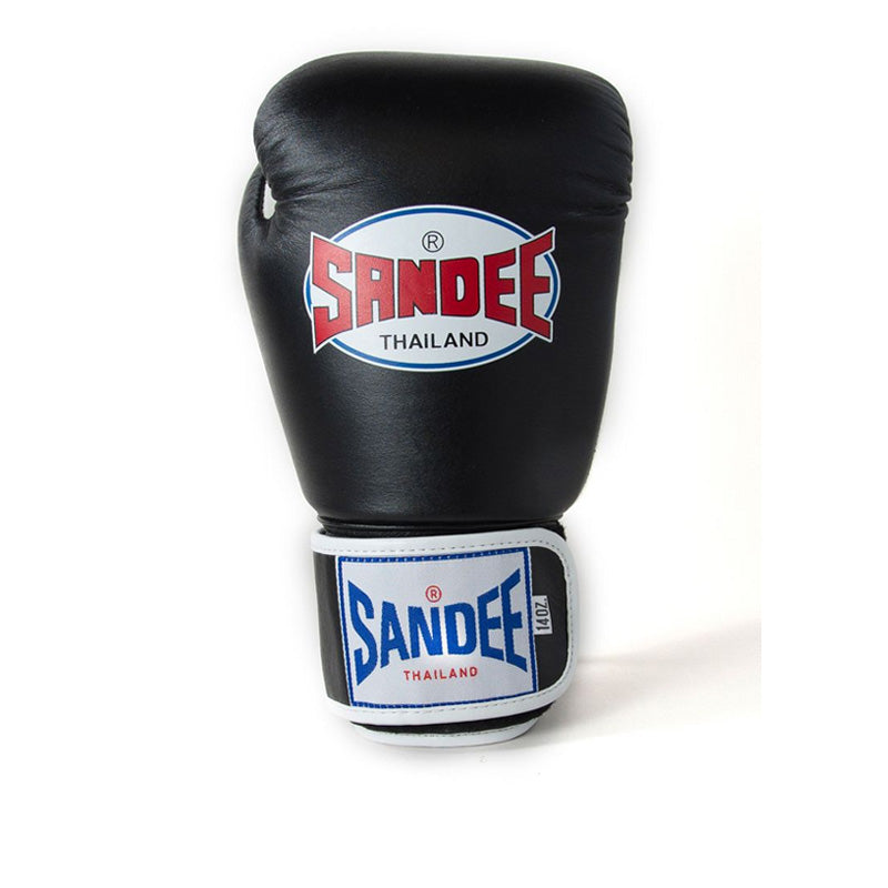 Sandee Authentic Velcro Boxing Gloves Black & White side view