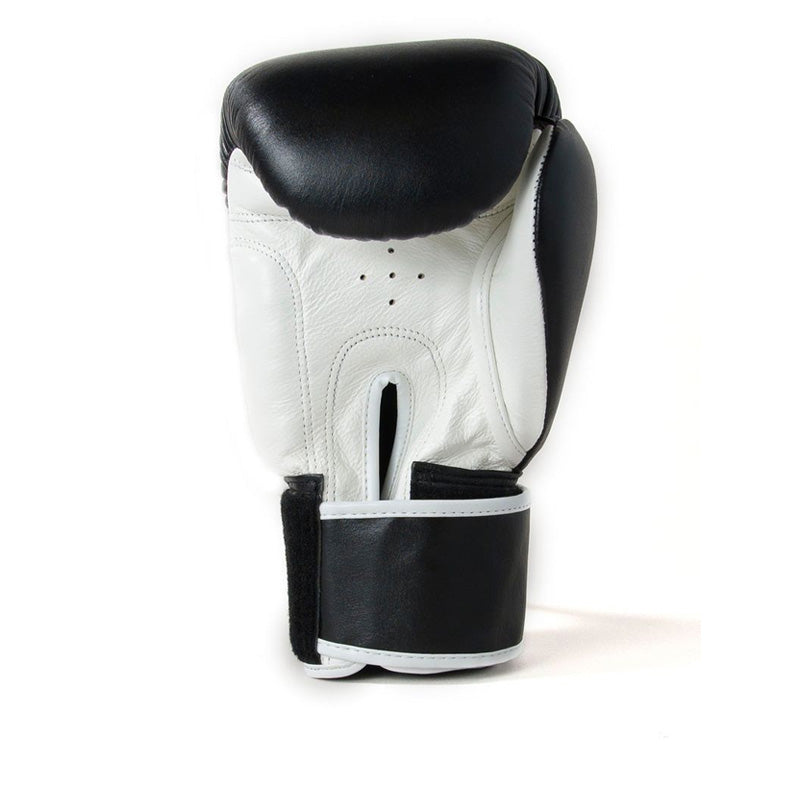 Sandee Authentic Velcro Boxing Gloves Black & White palm view