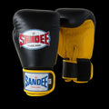 Sandee Authentic Velcro 2 Tone Boxing Gloves - Black & Yellow, front view