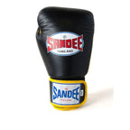 Sandee Authentic Velcro 2 Tone Boxing Gloves - Black & Yellow, side view