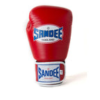 Sandee Authentic Velcro Boxing Gloves Red & White side view