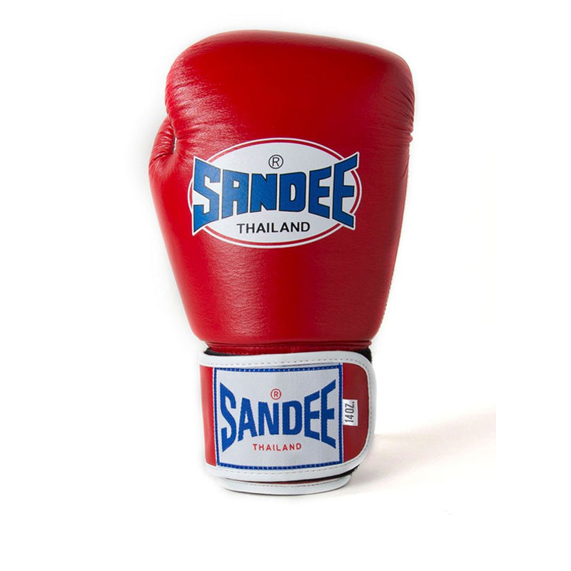 Sandee Authentic Velcro Boxing Gloves Red & White side view