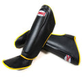 Sandee Authentic Boot Shinguards Black & Yellow close-up of foot protection