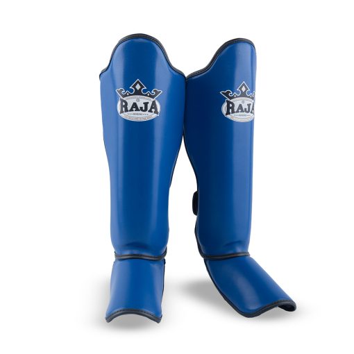 Raja Boxing Blue Shin Guards side view