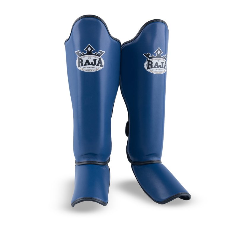 Raja Boxing Dark Blue Shin Guards close up