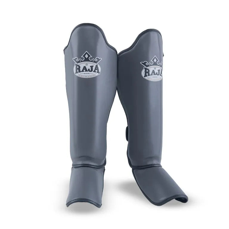 Raja Boxing Lightweight Shin Guards in Gray, front view