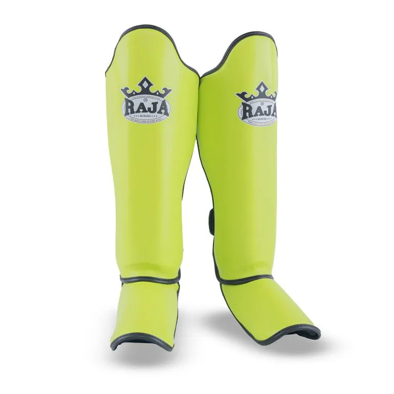 Raja Boxing Lightweight Shin Guards in Neon Green