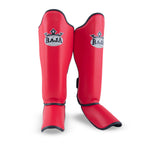Raja Boxing Red Shin Guards, side view