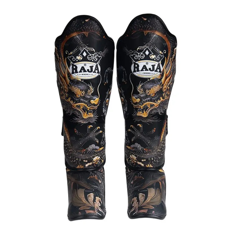 RAJA BOXING Fancy Shinguards GoldDragon side view