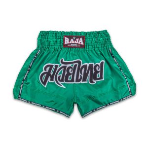 Raja Boxing RTB29-1 Muay Thai Shorts in green, folded view