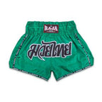 Raja Boxing RTB29-1 Muay Thai Shorts in green, folded view