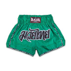 Raja Boxing RTB29-1 Muay Thai Shorts in green, close-up