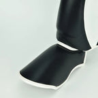 Raja Boxing Shin Guards, rear view showing straps and instep protection