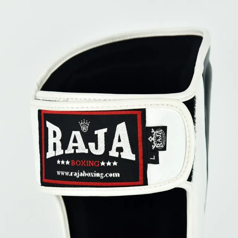 Raja Boxing Shin Guards, angled view highlighting the instep protection