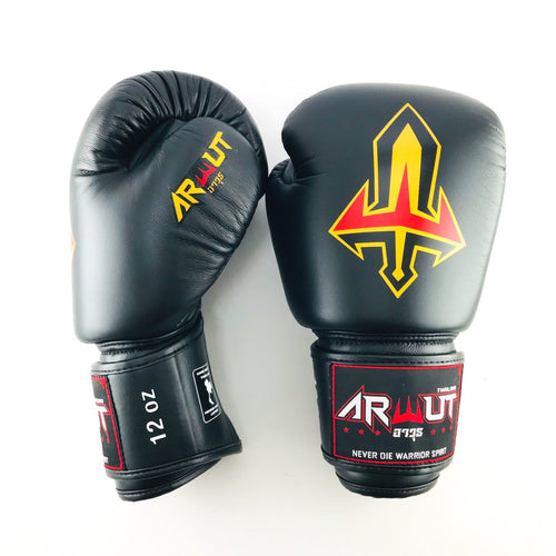 Arwut BG1 Boxing Gloves - Black - side front view | Muay Thai Gear