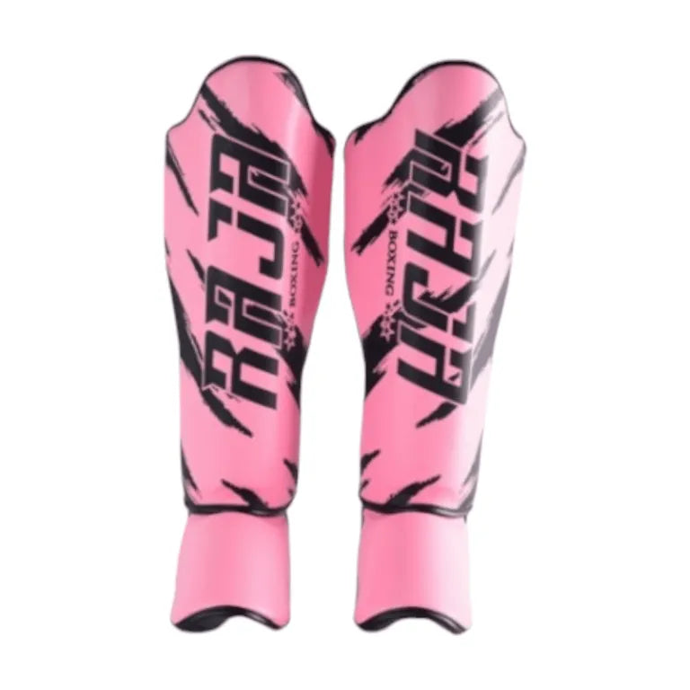 Raja Boxing RGV-1-3 Shin Guards in purple, side view