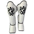 Raja Boxing Lightweight Shin Guards V4 in white, front view