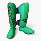 Raja Boxing Standard Shin Guards Green front view