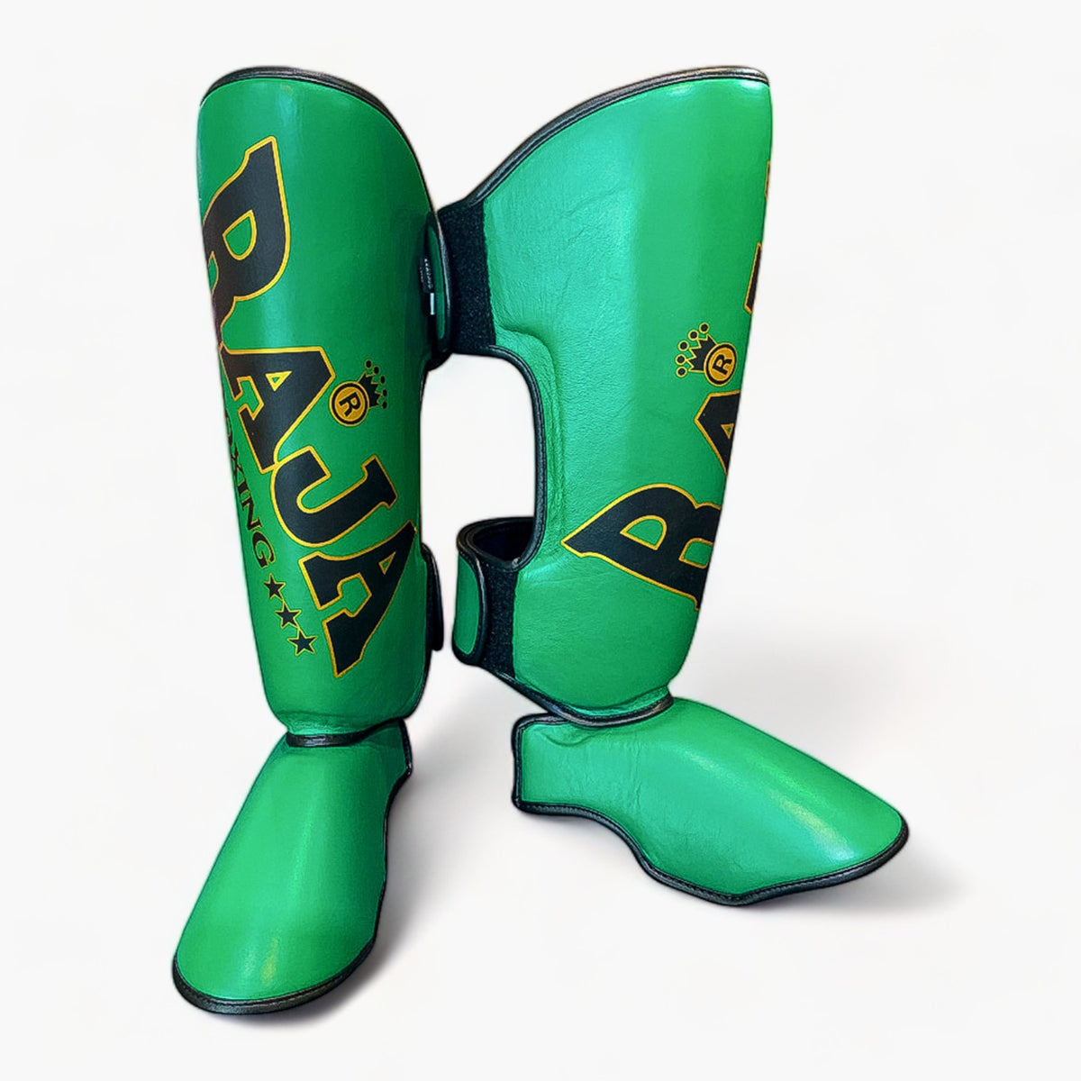 Raja Boxing Standard Shin Guards Green full view