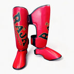 Raja Boxing Standard Shin Guards in red, front view
