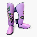 RAJA BOXING Standard Shin Guards in purple, close-up